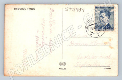 Postcard Hrochův Týnec used 1956 (ST3981)