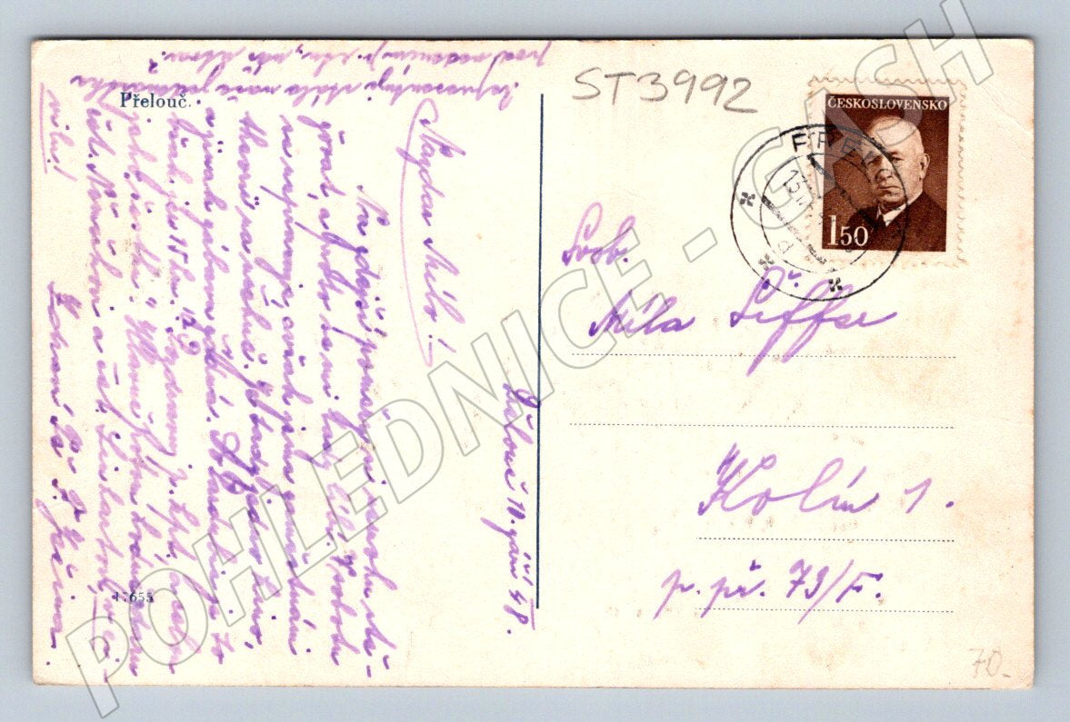 Postcard Přelouč collage handwritten (ST3992)