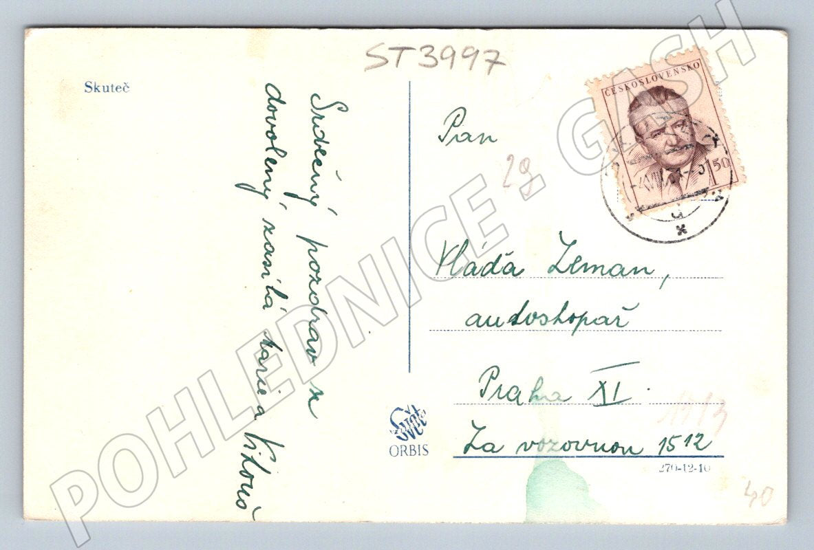 Postcard Skuteč Square historical (ST3997)