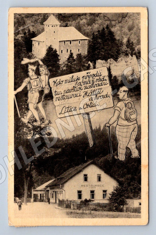 Postcard Litice nad Orlicí restaurant Golden Cross (ST3999)