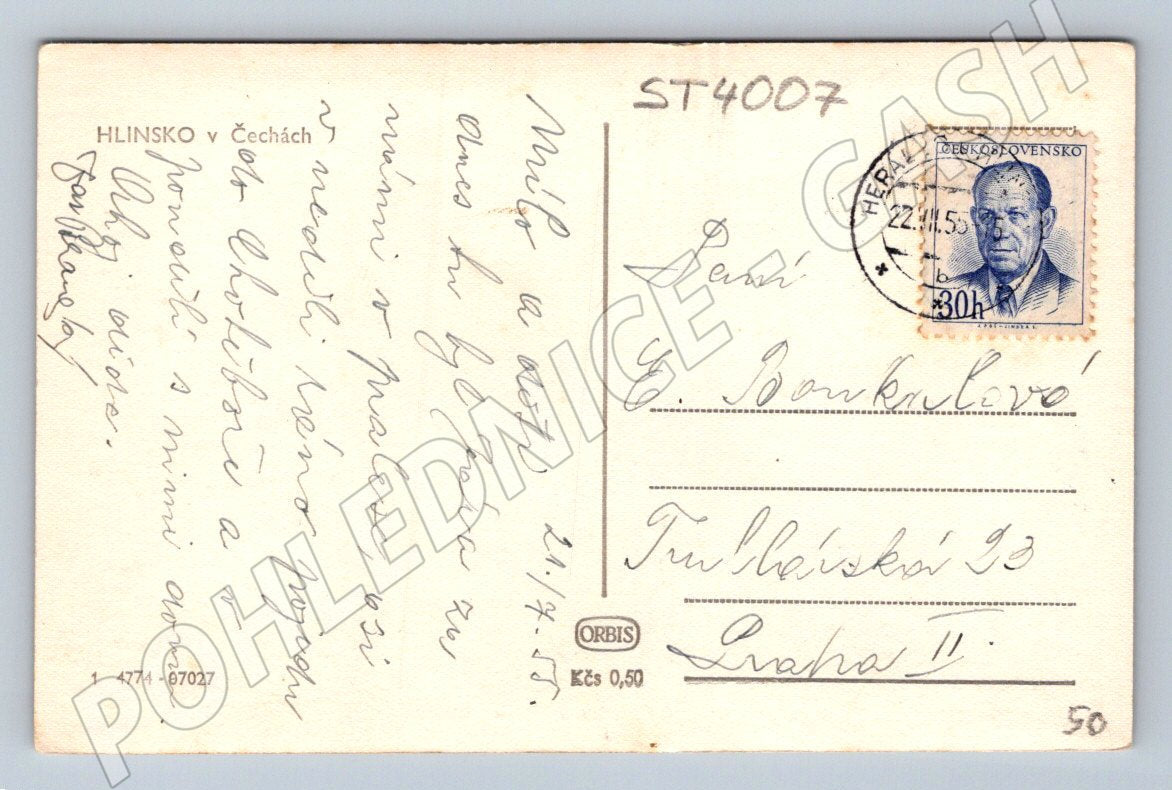 Postcard Hlinsko in Bohemia sent in 1951 (ST4007)