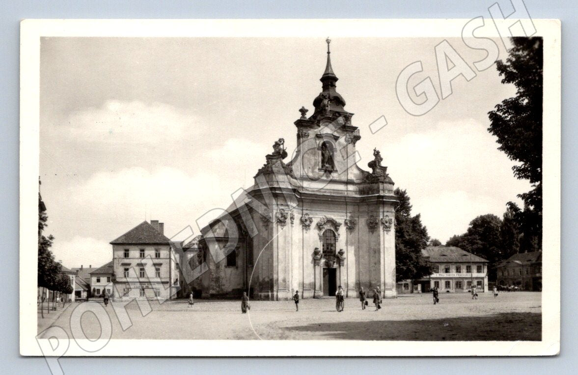 Postcard Heřmanův Městec Baroque Church 1951 (ST4015)