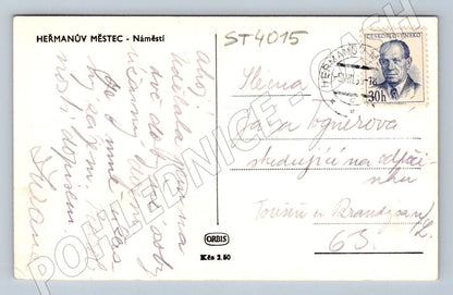 Postcard Heřmanův Městec Baroque Church 1951 (ST4015)