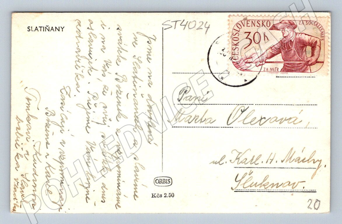 Postcard Slatiňany old castle used (ST4024)