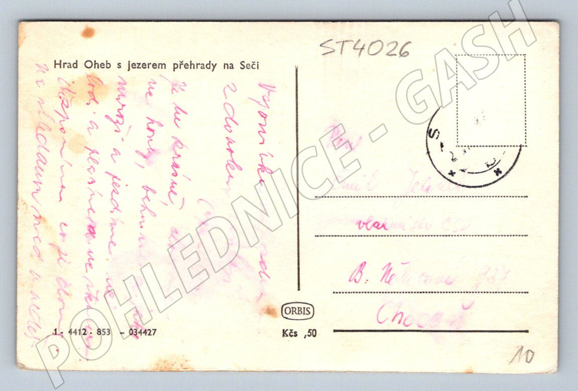 Postcard Oheb and the historical Seč dam (ST4026)