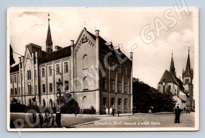Postcard Chrudim girls' school historical (ST4028)