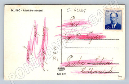 Postcard Skuteč Palackého Square 1953 (ST4031)
