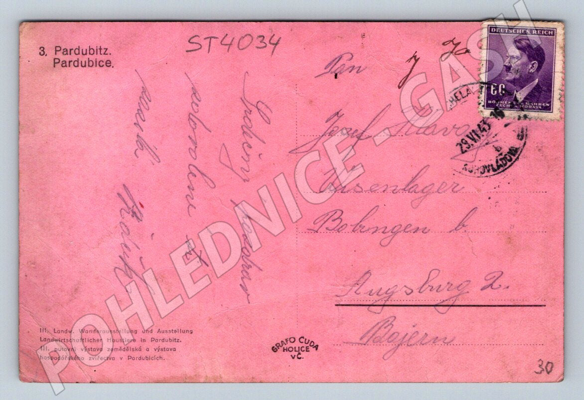 Postcard Pardubice monument to the Veverkovs (ST4034)