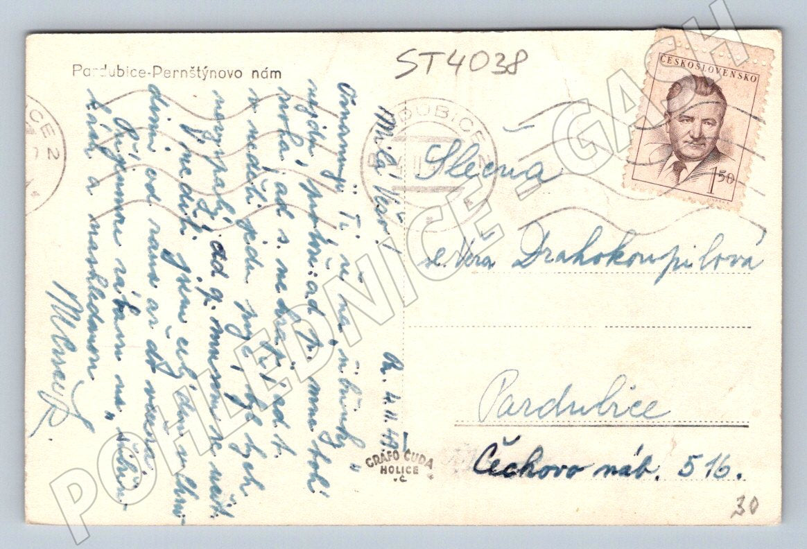 Postcard Pardubice Pernštýn Square (ST4038)