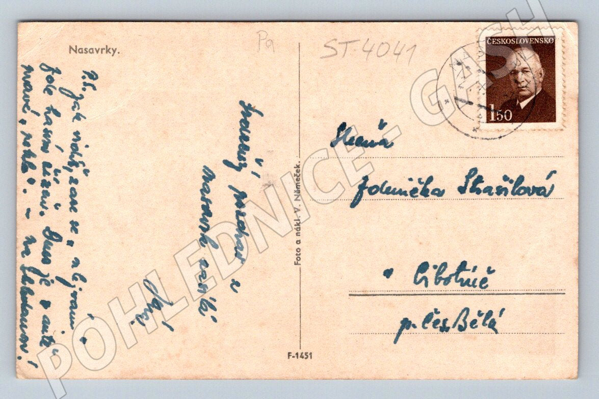 Postcard Nasavrky used (ST4041)