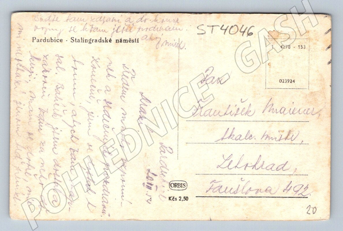 Postcard Pardubice Stalingrad Square (ST4046)