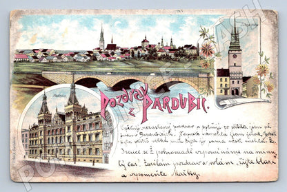 Postcard Pardubice greeting 1899 (ST4053)