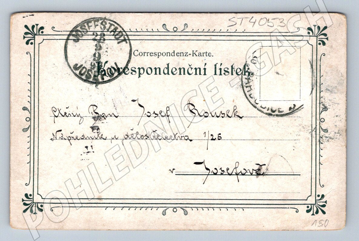 Postcard Pardubice greeting 1899 (ST4053)