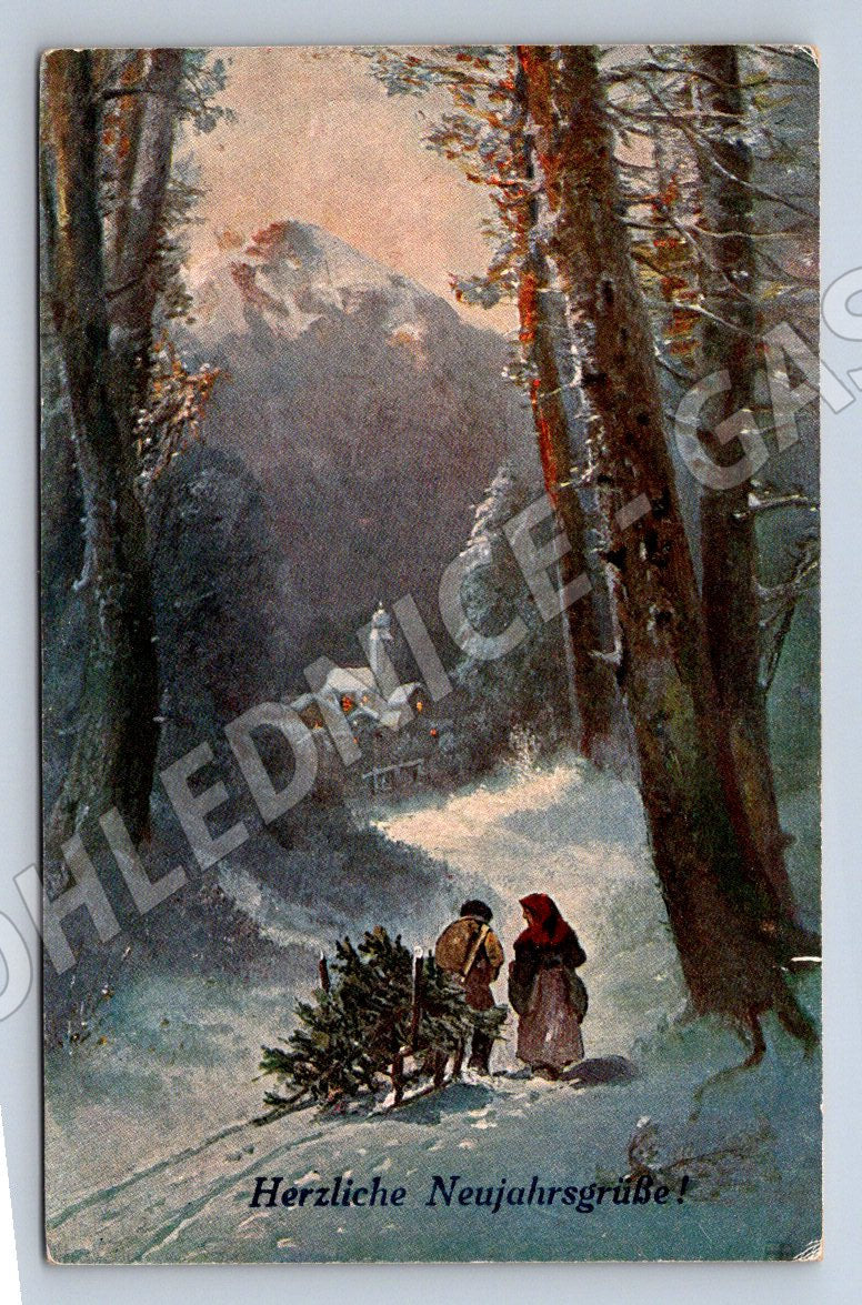 Postcard New Year's winter motif, used (ST4059)