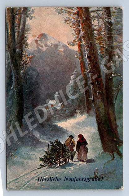 Postcard New Year's winter motif, used (ST4059)