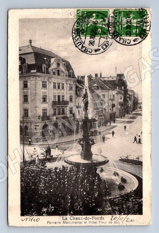 Pohlednice La Chaux de Fonds fontána 1910 (ST4128)