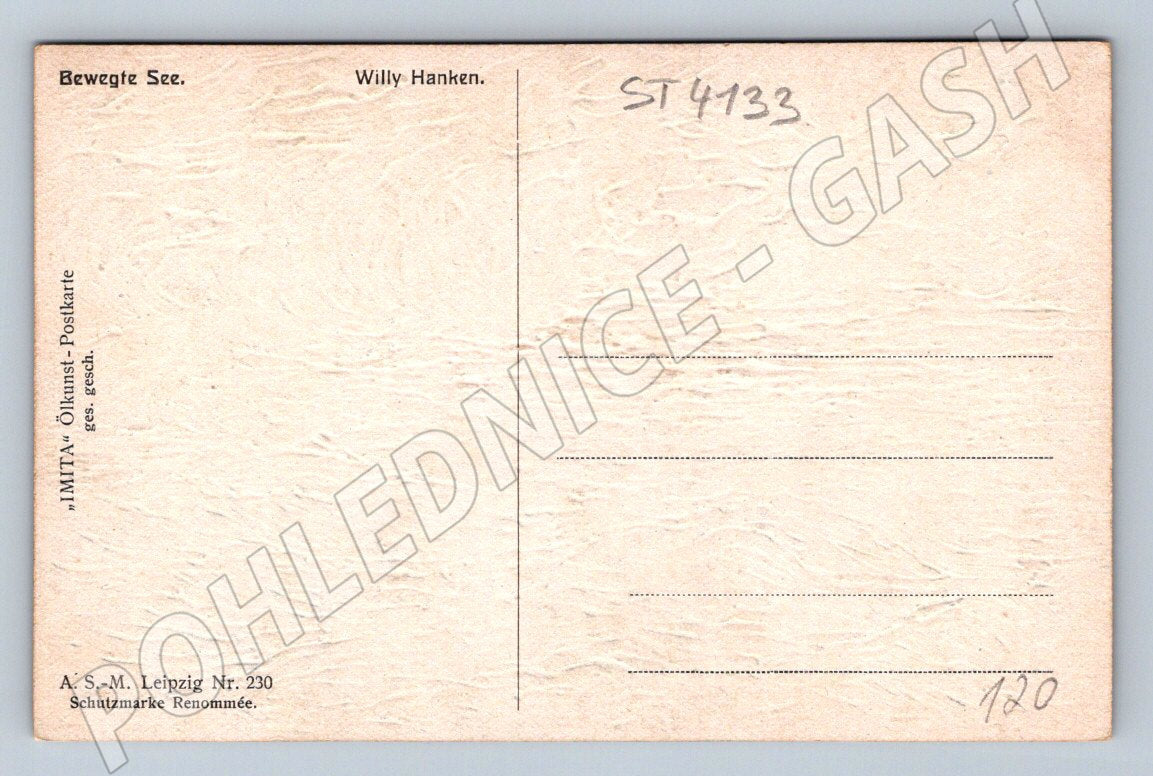 Postcard Bewegt See Willy Hanken sea (ST4133)