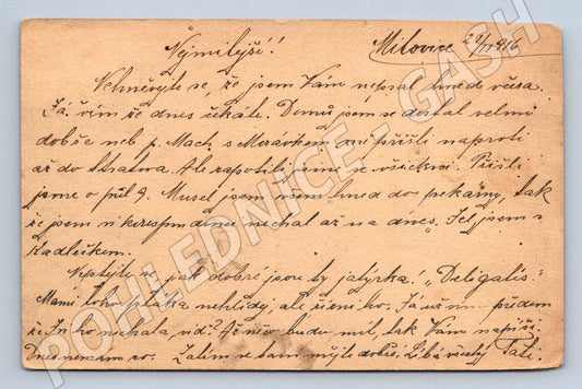 Postcard Milovice Kutná Hora handwritten (ST4134)