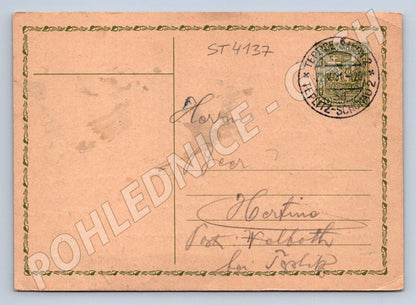 Postcard Czechoslovakia postage stamp handwritten (ST4137)
