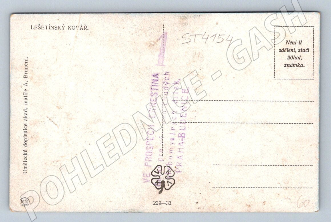 Postcard Lešetín blacksmith A Brunner (ST4154)