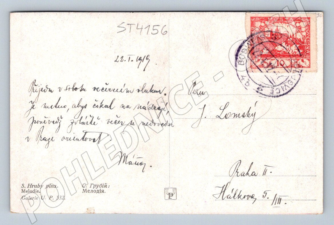 Postcard Melodie S Rough motif of a woman 1919 (ST4156)