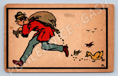 Postcard cartoon motif man with sack 1920 (ST4161)
