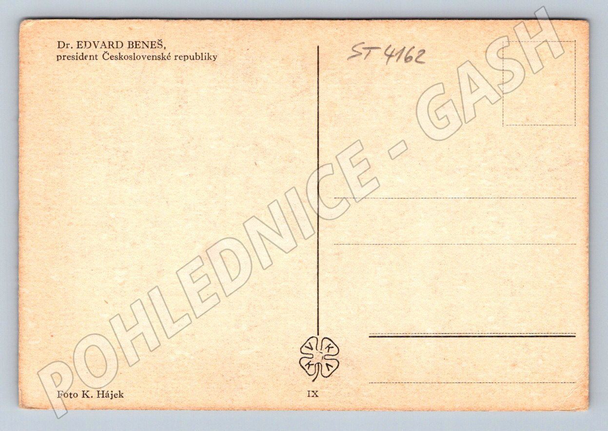 Postcard Dr Edvard Beneš on horseback (ST4162)
