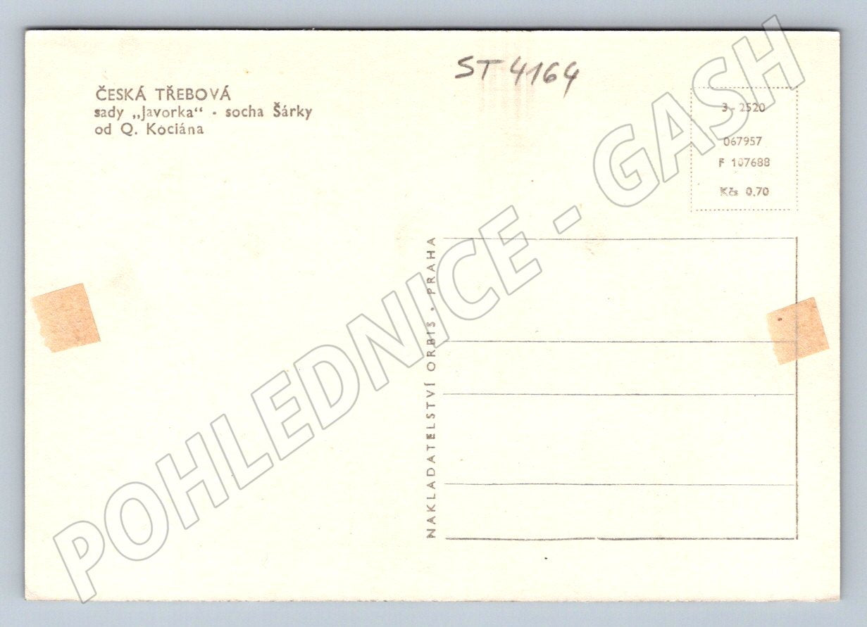Postcard Česká Třebová statue of Šárka Kocián (ST4164)