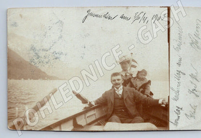 Postcard family on a boat 1903 (ST4170)