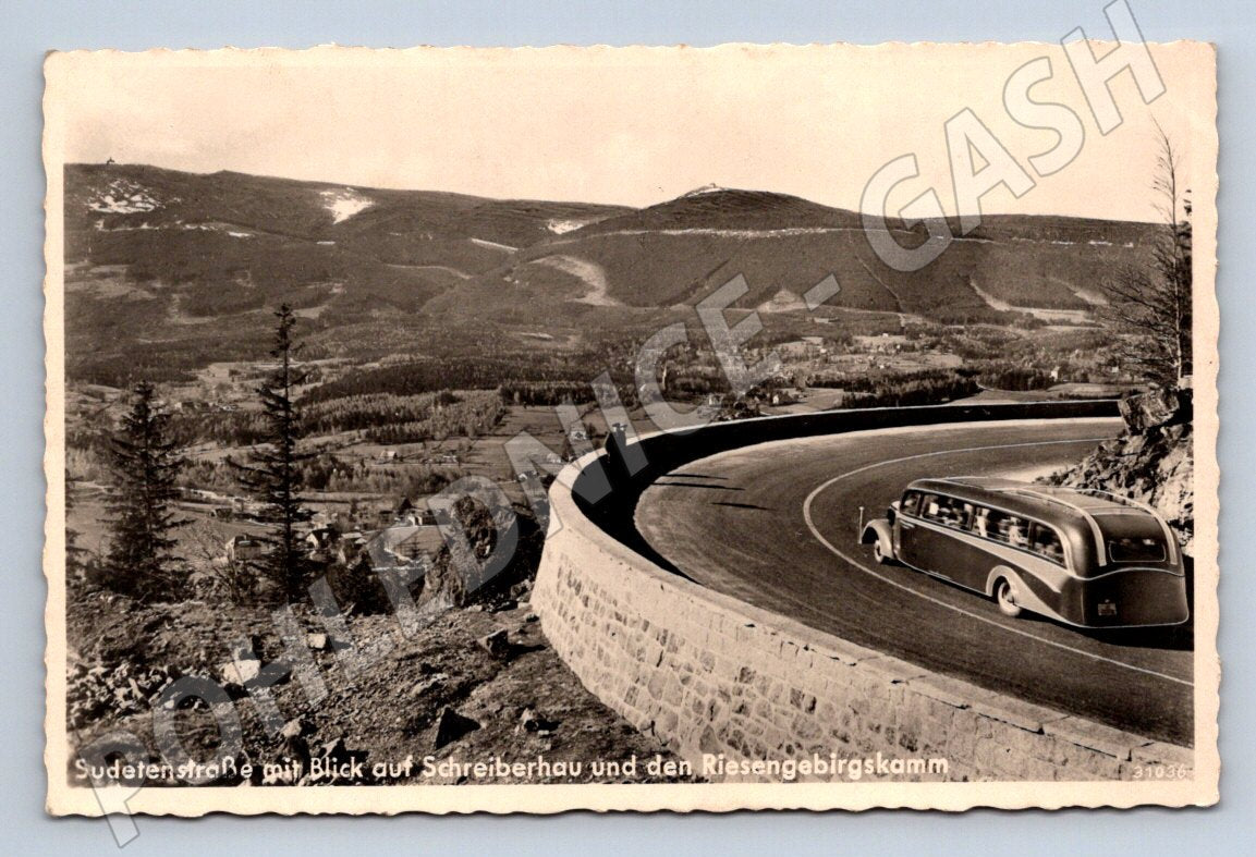 Postcard Sudetenstraße bus Giant Mountains (ST4189)