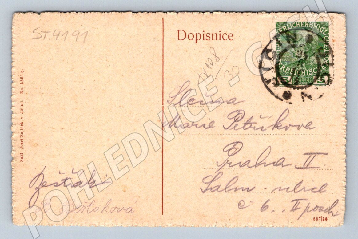 Postcard Zebín u Jičína black and white (ST4191)