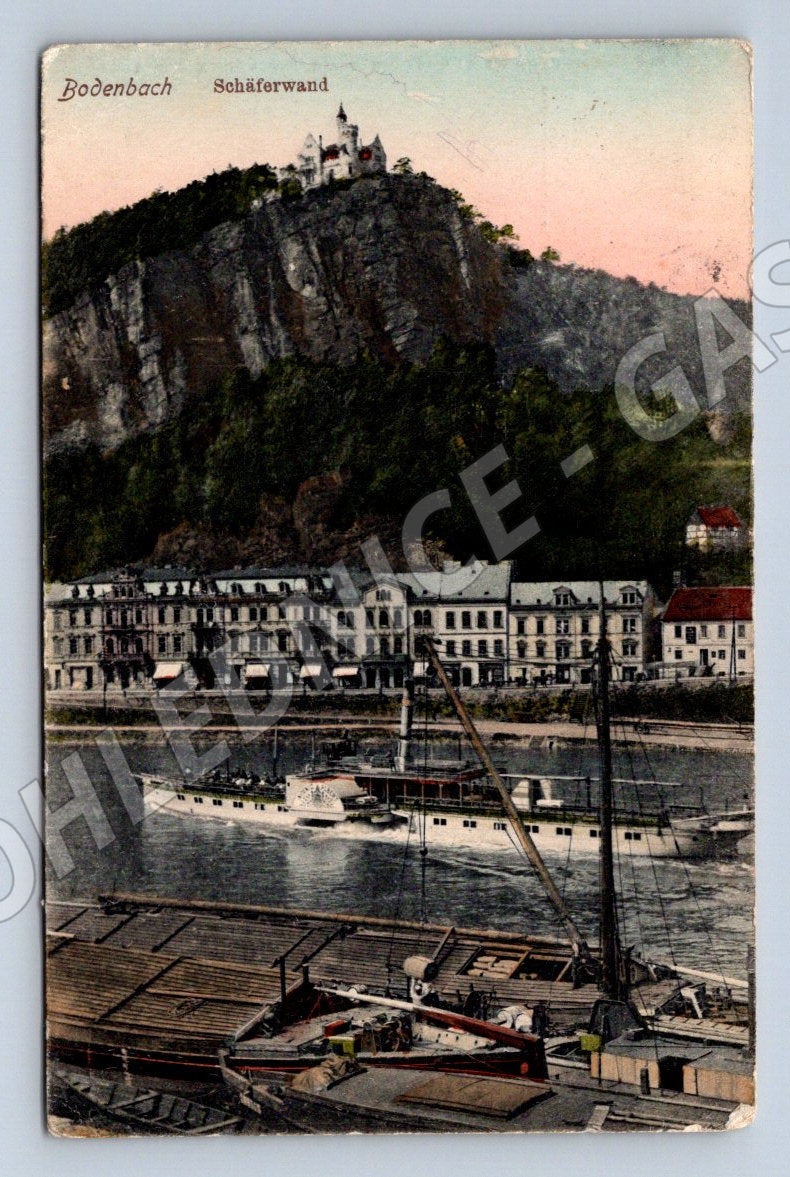 Postcard Děčín Schäferwand steamship 1906 (ST4196)