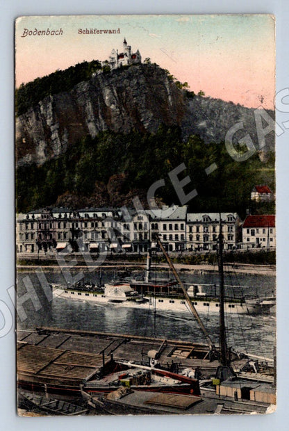 Postcard Děčín Schäferwand steamship 1906 (ST4196)