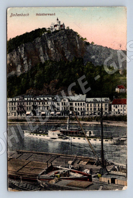 Pohlednice Děčín Schäferwand parník 1906 (ST4196)