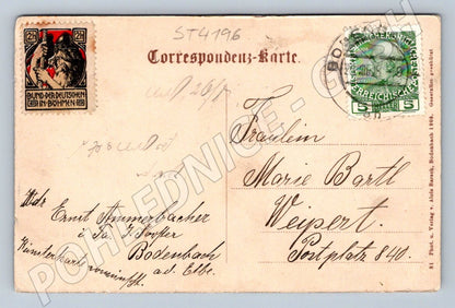 Postcard Děčín Schäferwand steamship 1906 (ST4196)