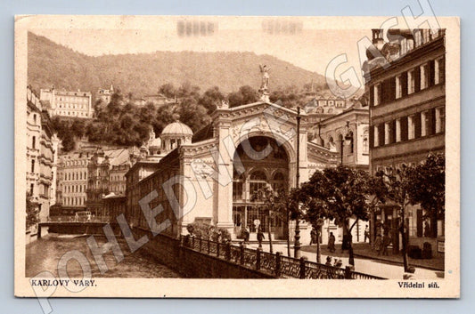 Postcard Karlovy Vary Hot Spring Hall 1932 (ST4201)