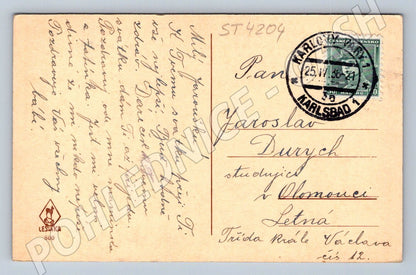 Postcard Karlovy Vary Hot Spring 1927 (ST4204)