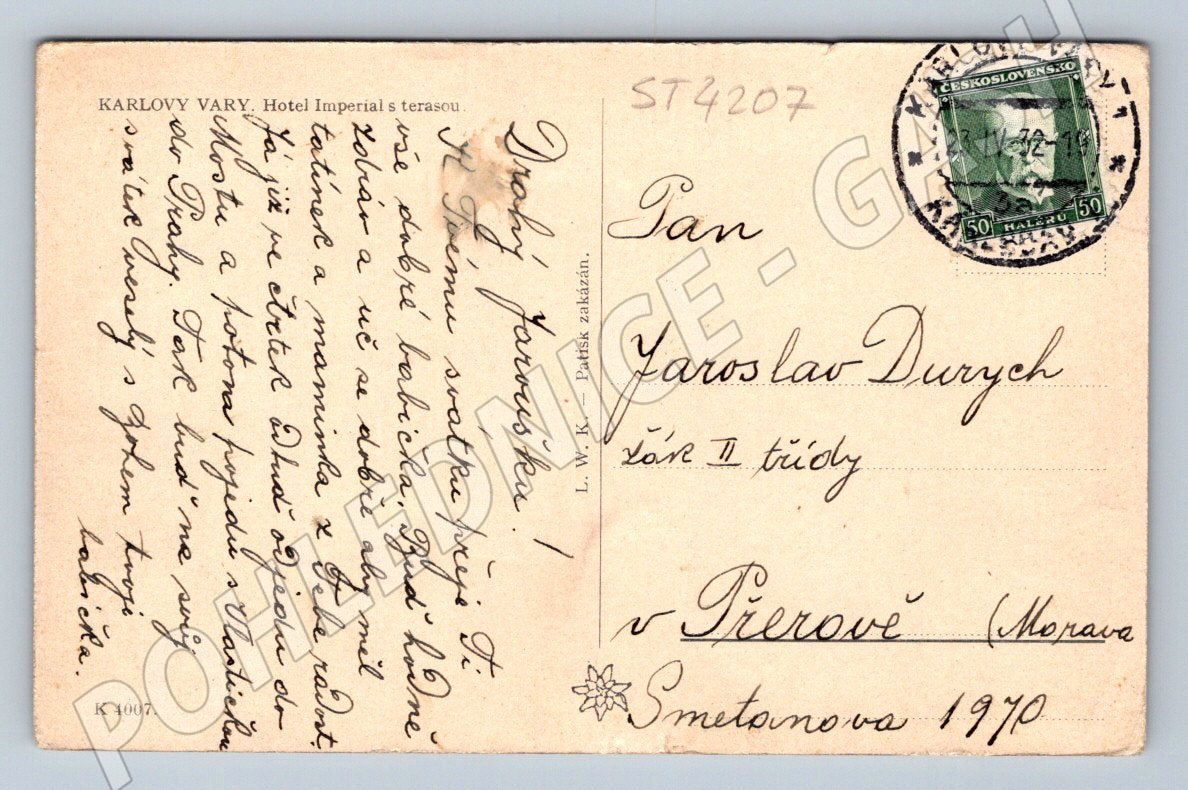 Postcard Karlovy Vary Hotel Imperial (ST4207)