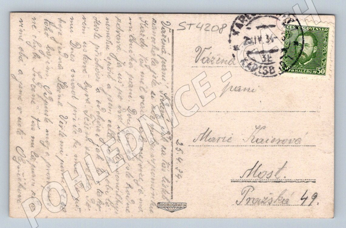 Postcard Karlovy Vary 1934 stamp (ST4208)