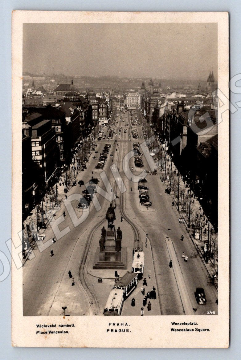 Postcard Prague Wenceslas Square 1934 (ST4217)