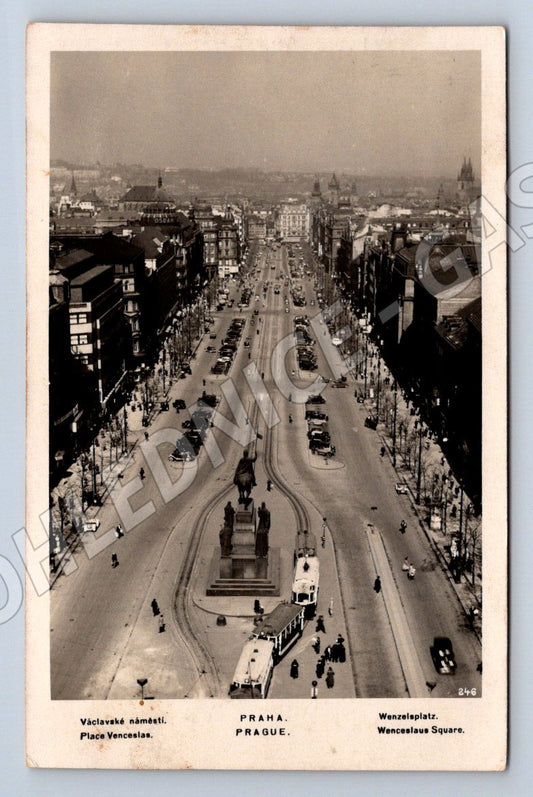 Postcard Prague Wenceslas Square 1934 (ST4217)