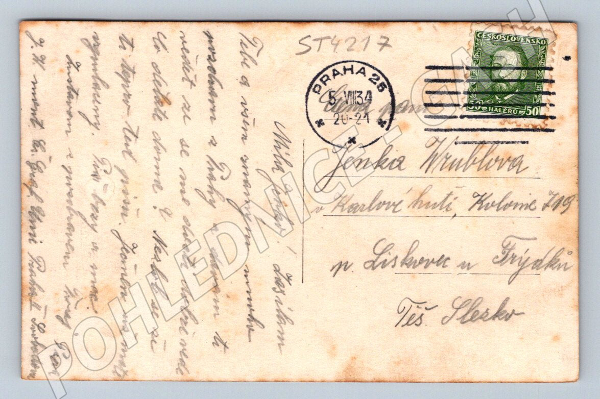 Postcard Prague Wenceslas Square 1934 (ST4217)