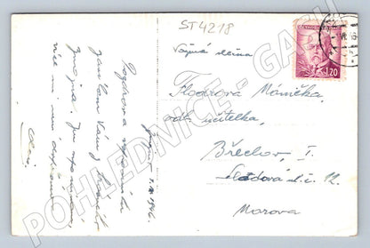 Postcard old castle black and white 1956 (ST4218)