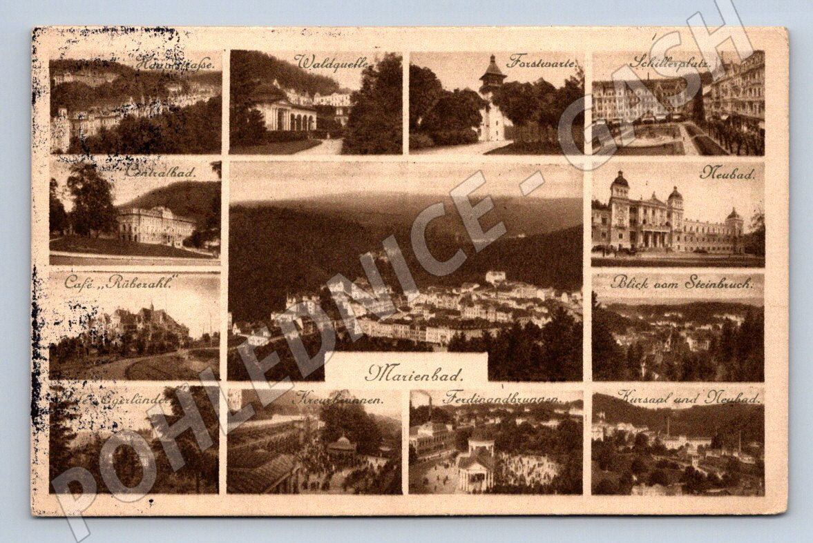 Postcard Marianske Lazne collage 1920 (ST4225)