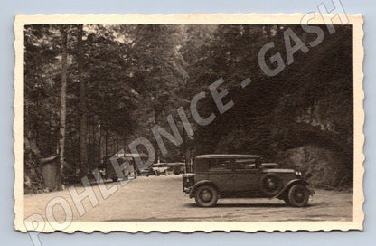 Pohlednice automobily na lesní silnici (ST4233)