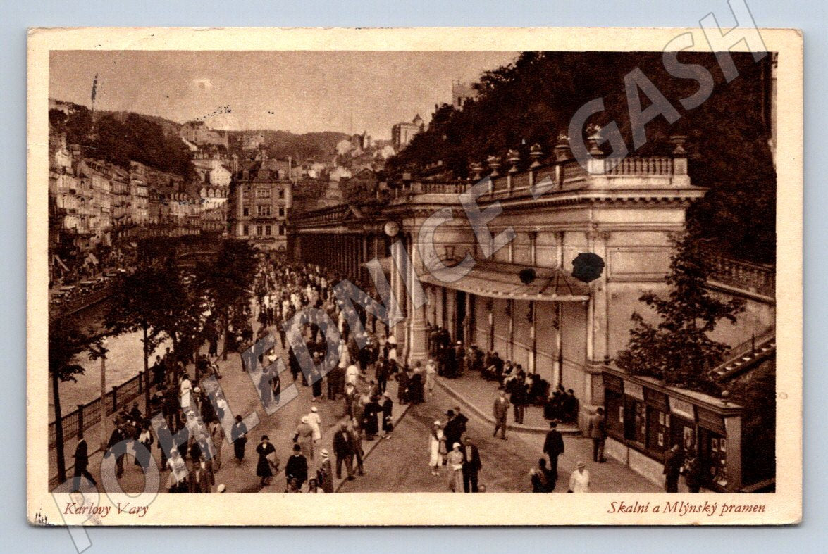Postcard Karlovy Vary Rock and Mill Spring 1931 (ST4235)