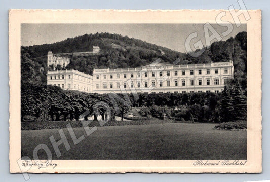 Postcard Karlovy Vary Richmond Parkhotel 1936 (ST4236)