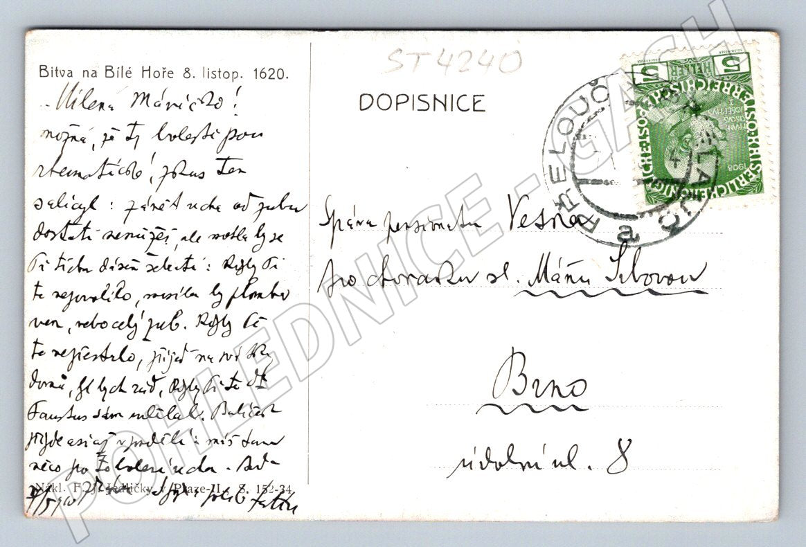 Postcard Battle of White Mountain 1620 (ST4240)