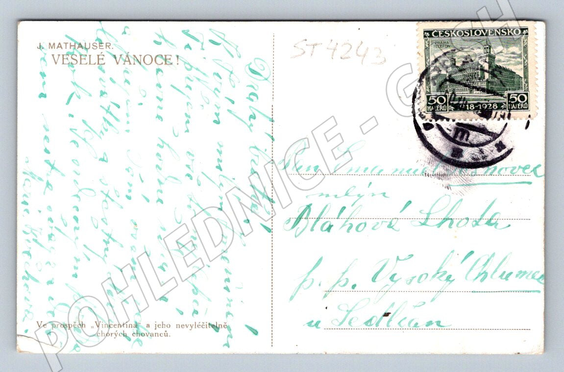 Postcard Holy Family and Angels 1928 (ST4243)