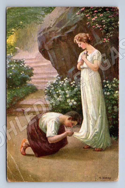 Postcard romantic couple Art Nouveau 1915 (ST4244)